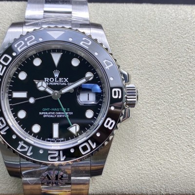 AR廠勞力士全黑格林尼治116710LN係列GMT裝3186機芯904鋼一比一複刻高仿手錶