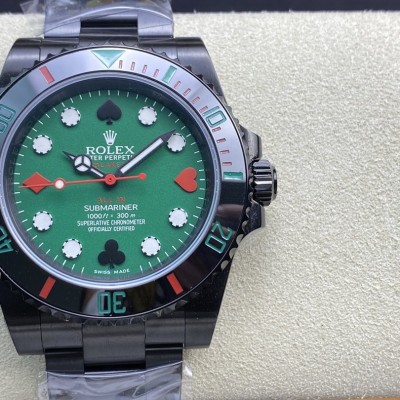 改裝BLAKE廠高仿勞力士撲克牌綠黑水鬼40MM搭配SW220機芯複刻手錶