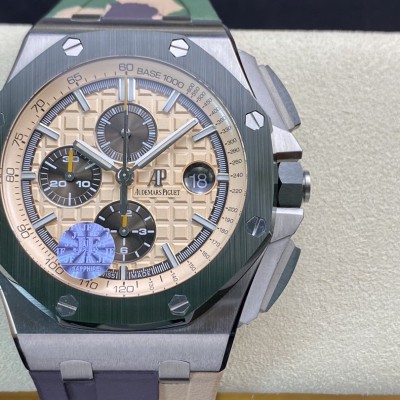 JF廠高仿愛彼AP26400 綠陶＂迷彩＂系列直徑44MM裝3126機芯複刻手錶