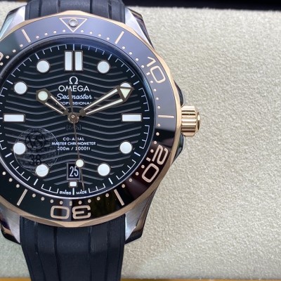 VS 高仿歐米茄 海馬300M間玫金黑麵 8800機芯複刻手錶 VS 高仿歐米茄 海馬300M間玫金黑麵 8800機芯複刻手錶