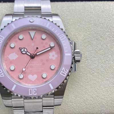 高仿勞力士ROLEX 粉水鬼限量版粉色小豬佩奇款女表搭配2836機芯複刻手錶