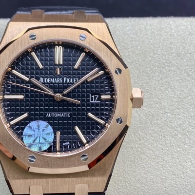 JF廠高仿愛彼皇家橡樹系列全玫瑰皮帶款AP15400配Cal.3120機芯41MM複刻手錶