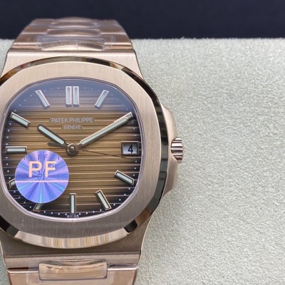 PF廠複刻屆最薄的鋼表之王百達翡麗5711 玫瑰金鸚鵡螺Cal.324機芯高仿手錶