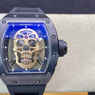 ZF廠高仿理查德米勒TZP黑陶瓷RM052系列骷髏頭複刻手錶
