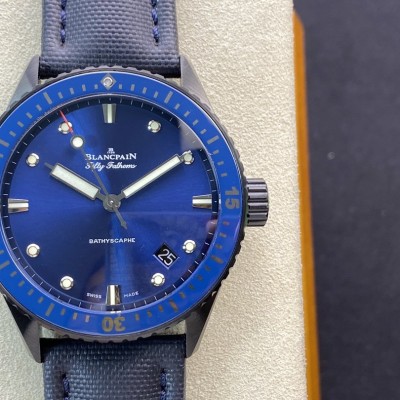 8F廠高仿寶珀(Blancpain)五十尋50尋系列 5000-1110-B52A自製Cal.1315機芯43MM複刻手錶