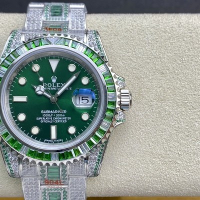 高仿勞力士904鋼水鬼奢華密滿鑽特別版40MM複刻手錶