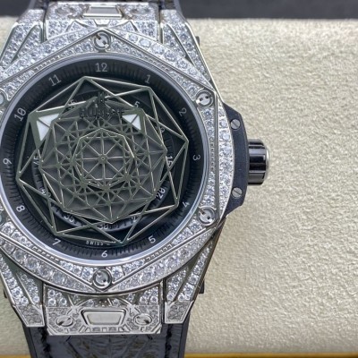 恒寶宇舶滿鑽刺青腕表Big Bang Sang Bleu 複刻手錶