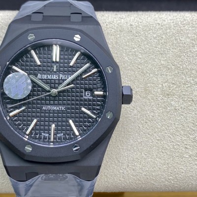 ZF廠手錶愛彼15400系列“DLC版本”高亮黑的金鋼碳鍍層複刻手錶