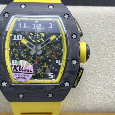 KV Factory高仿理查德米勒RM011鍛造碳釺維“Yellow Storm”黃色風暴計時系列複刻手錶 KV Factory高仿理查德米勒RM011鍛造碳釺維“Yellow Storm”黃色風暴計時系列複刻手錶