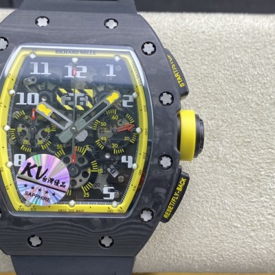 KV Factory高仿理查德米勒RM011鍛造碳釺維“Yellow Storm”黃色風暴計時系列複刻手錶