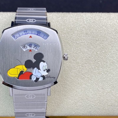 圖為尺寸35mm，另有38mm可選，Gucci grip×Disney米老鼠石英腕表,n廠手錶
