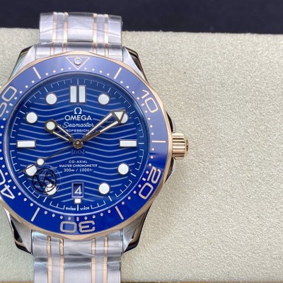 VS FACTORY OMEGA WATCH高仿歐米茄間玫金藍面海馬300米VS厂手表,N廠手錶
