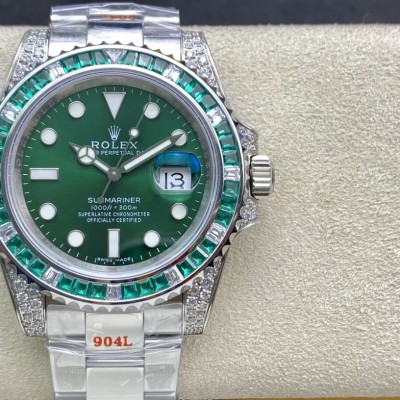 仿表勞力士綠幽靈滿鑽綠水鬼SUB潛水型,N廠手錶