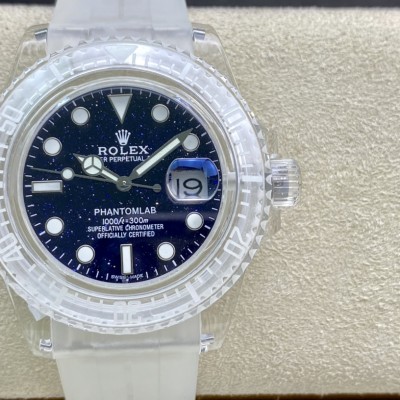 BLAKEN高定版改裝透明水鬼幻影實驗室勞力士聯名水晶系列3135機芯,N廠手錶