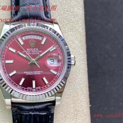 仿錶,稀缺款BP factory rolex勞力士酒紅色星期日志型系列皮帶女表
