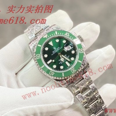 雕刻手錶,雕像雕花手錶,工藝手錶,仿錶勞力士綠水鬼C圈手工雕刻定制版仿錶