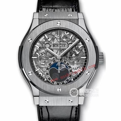 HUBLOT宇舶表經典融合鏤空月相腕表仿錶