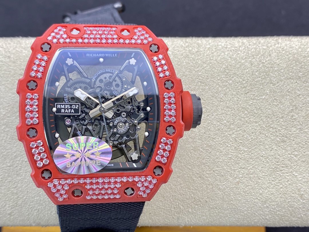 高仿理查徳米勒 Richard Mille RM35-02 鑲鑽款（紅魔）全紅碳纖維系列複刻手錶手表