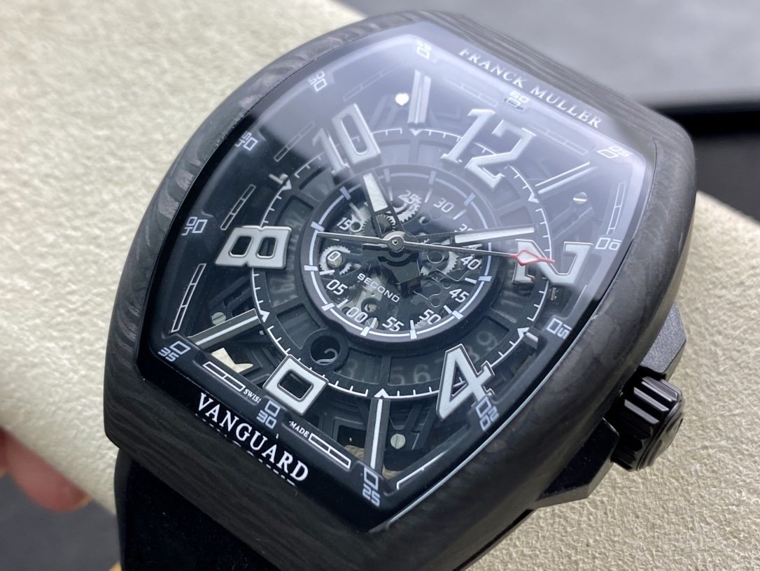 高仿法蘭克穆勒 Franck Muller FM Vanguard Carbon V45碳纖維鏤空44MM複刻手錶手表