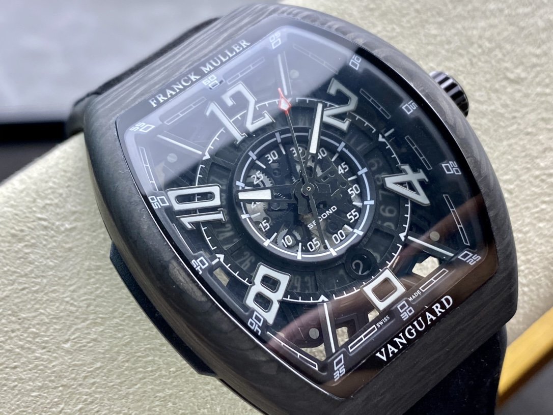 高仿法蘭克穆勒 Franck Muller FM Vanguard Carbon V45碳纖維鏤空44MM複刻手錶手表
