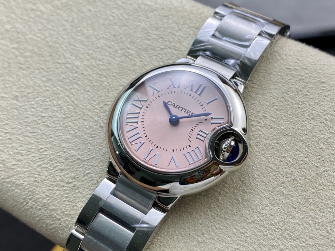 V6廠最新版V7版 一表一卡一編碼高仿卡地亞粉氣球 藍氣球 瑞士057石英機芯28MM複刻手錶手表