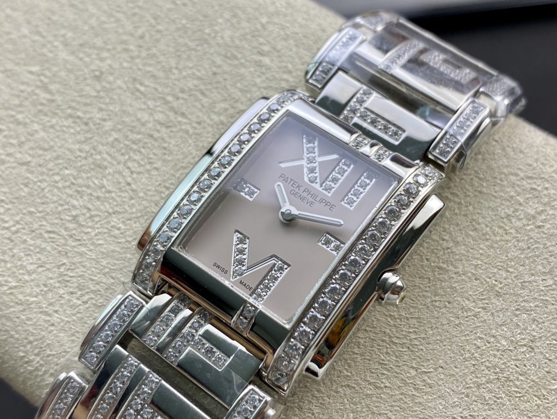 AW端品質高仿百達翡麗的Twenty Four系列滿鑽鑲嵌瑞士石英機芯26MM複刻手錶