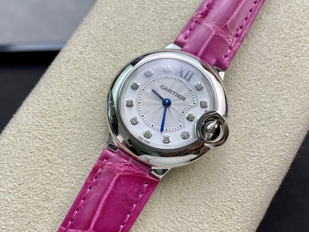 鱷魚皮帶V6廠最新版V7版一表一卡一編碼高仿卡地亞藍氣球小號直徑28mm複刻手錶