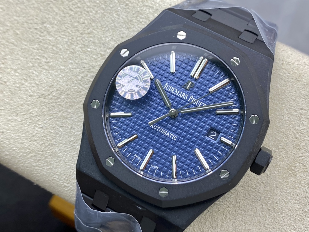 ZF廠手錶愛彼15400系列“DLC版本”高亮黑的金鋼碳鍍層複刻手錶