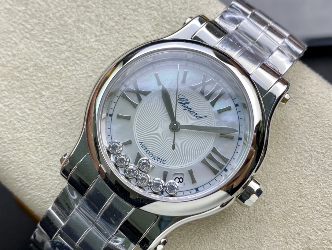 YF廠高仿蕭邦HAPPY DIAMONDS快樂36MM鑽鋼帶款複刻手錶