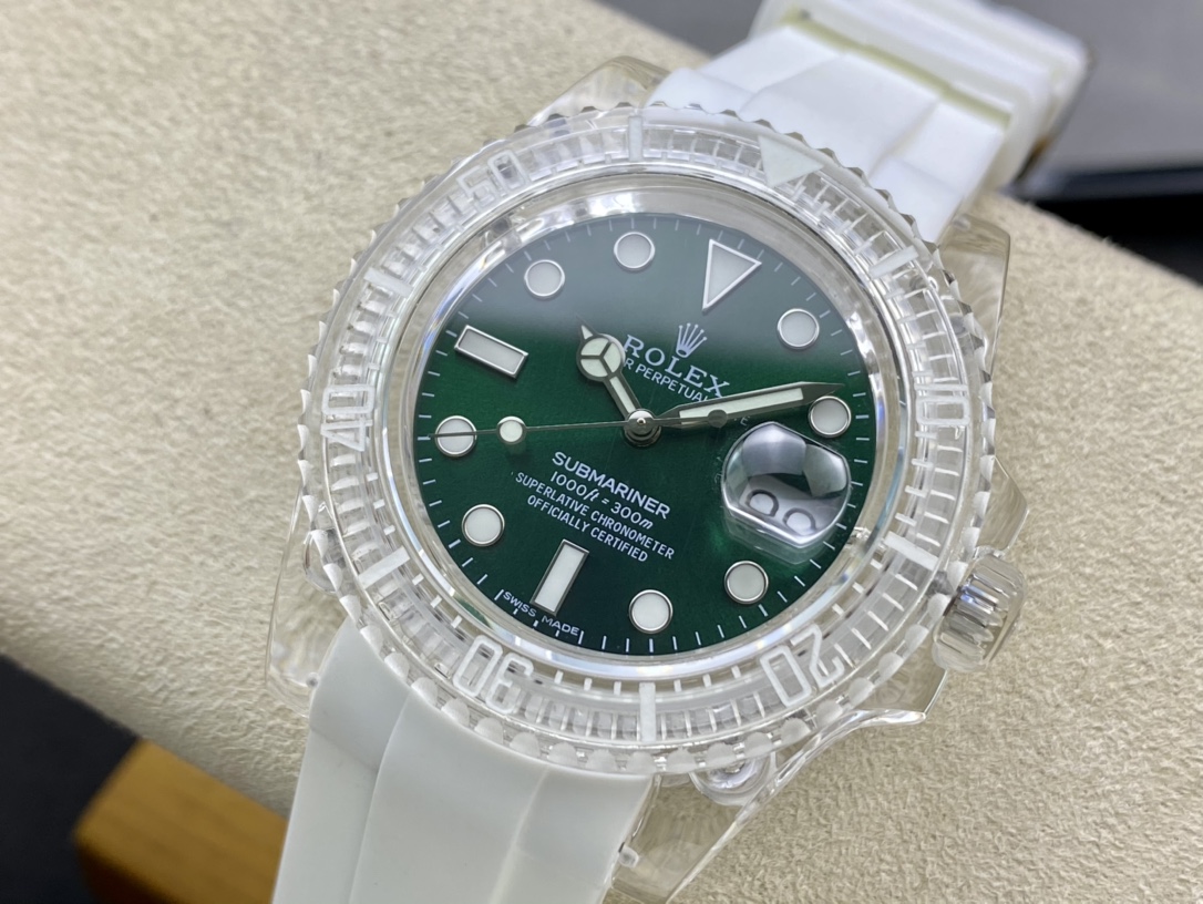 幻影實驗室高仿勞力士聯名力作水晶系列透明水鬼2836機芯N廠手錶
