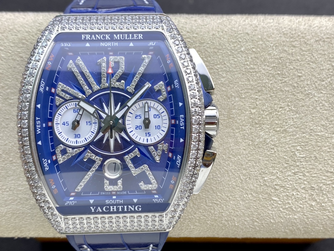 ABF廠手錶高仿法蘭克法穆蘭FM/V45/CC DT藍色遊艇計時機械複刻手錶