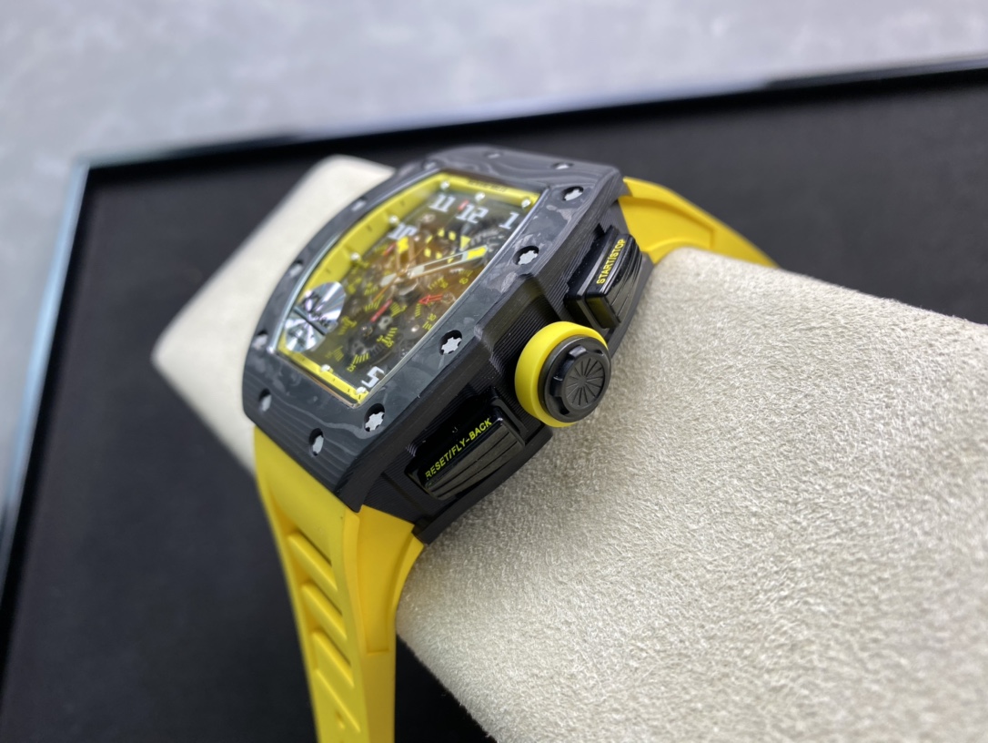 KV Factory高仿理查德米勒RM011鍛造碳釺維“Yellow Storm”黃色風暴計時系列複刻手錶
