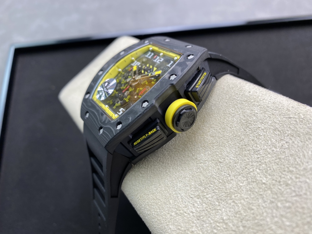 KV Factory高仿理查德米勒RM011鍛造碳釺維“Yellow Storm”黃色風暴計時系列複刻手錶