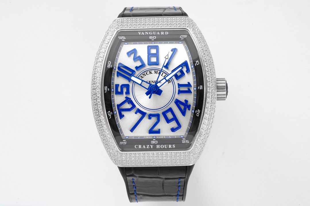 ABF Factory高仿法蘭克穆勒Vanguard腕表满钻V45 CRAZY HOUR瘋狂時間系列複刻手錶