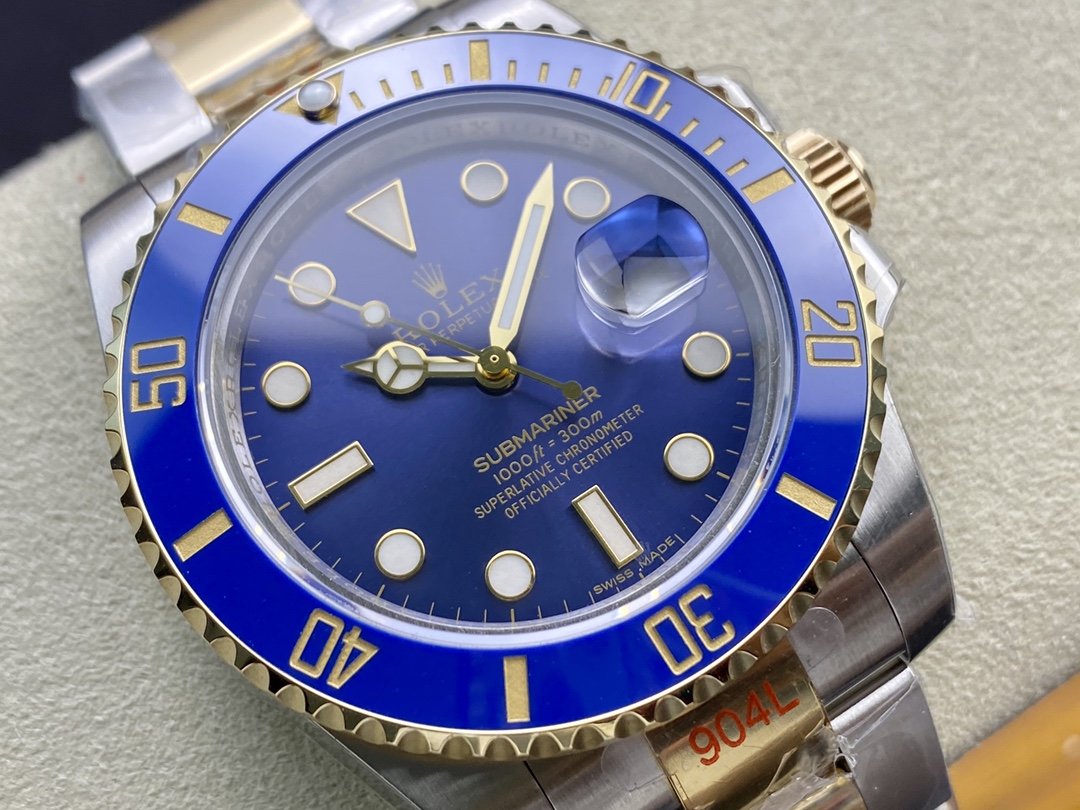 GM廠手錶仿表勞力士14k包金潛水SUB間金藍水鬼系列,N廠手錶