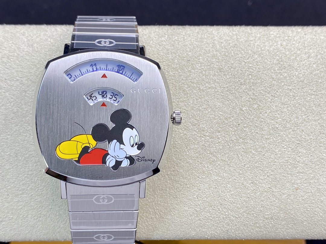 圖為尺寸35mm，另有38mm可選，Gucci grip×Disney米老鼠石英腕表,n廠手錶