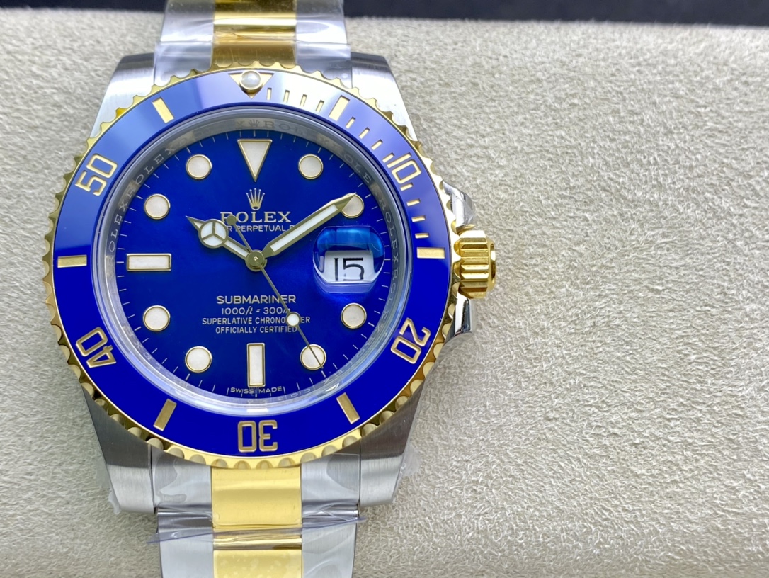 包金仿表VS廠手錶高仿勞力士包金款間金藍水鬼3135機芯複刻手錶