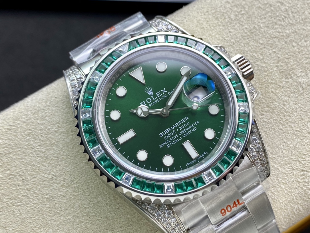 高仿勞力士綠幽靈ROF廠SUB潛航者水鬼後鑲鑽定制版複刻手錶