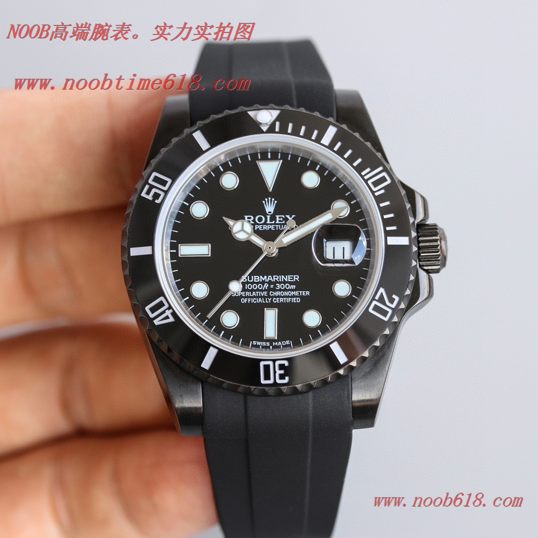 改裝手錶,精仿錶,複刻錶BLAKEN勞力士Rolex碳黑鋼皇膠帶款水鬼系列,N廠手錶