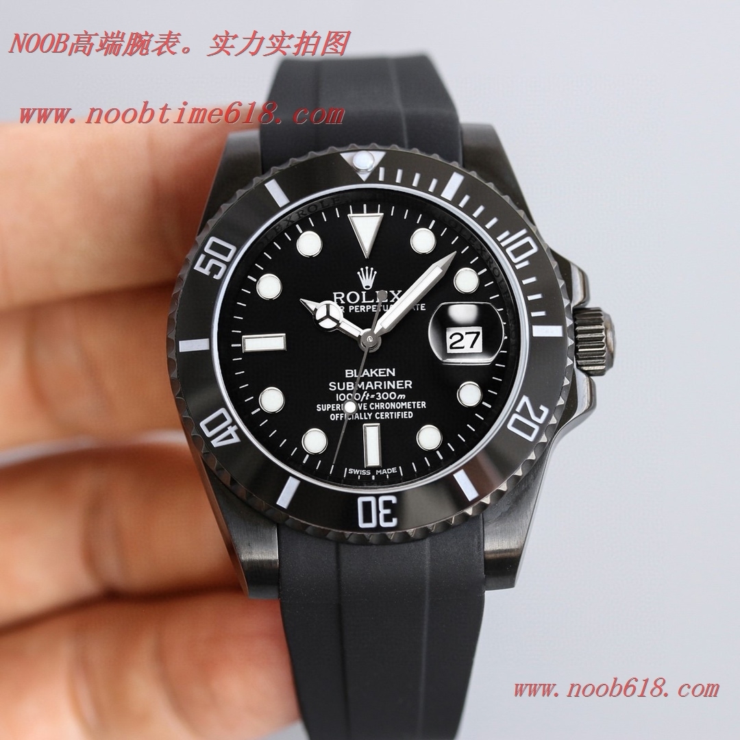 仿錶,精仿錶,複刻錶BLAKEN勞力士Rolex碳黑鋼皇膠帶款水鬼系列,N廠手錶