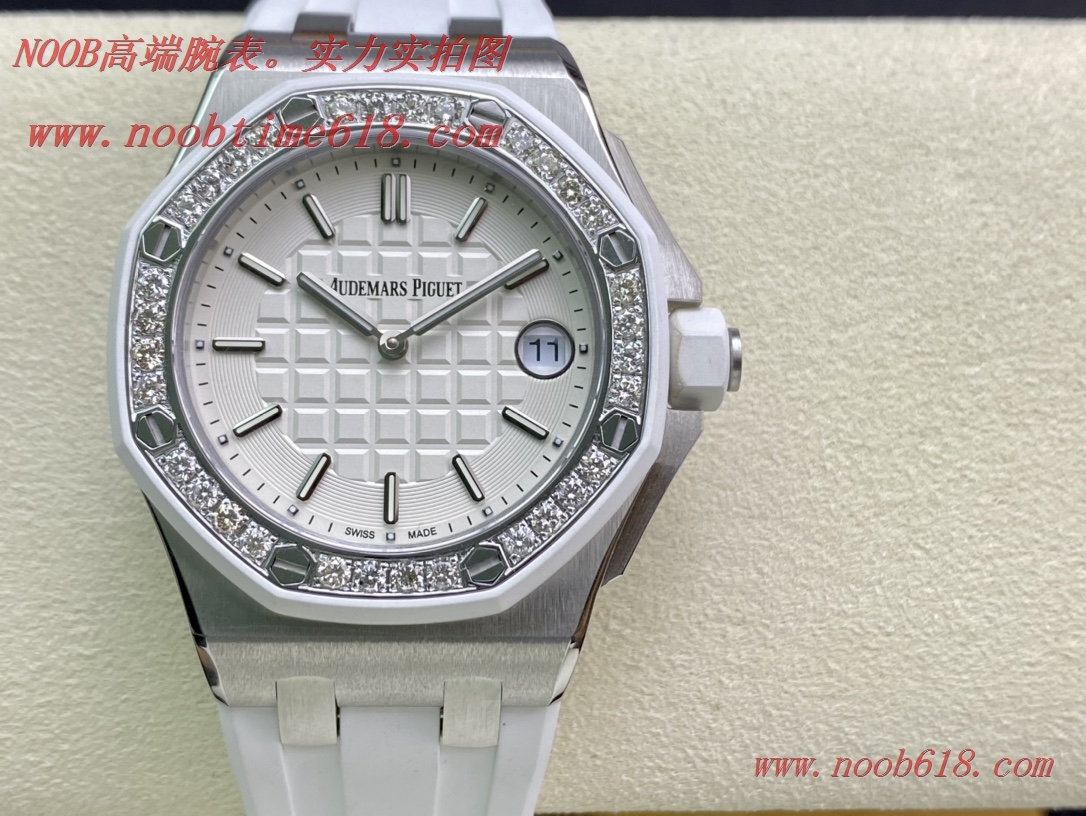 仿錶,真正高端稀有品真鑽鑲嵌愛彼AP67540皇家橡樹離岸系列37mm石英女表複刻手錶